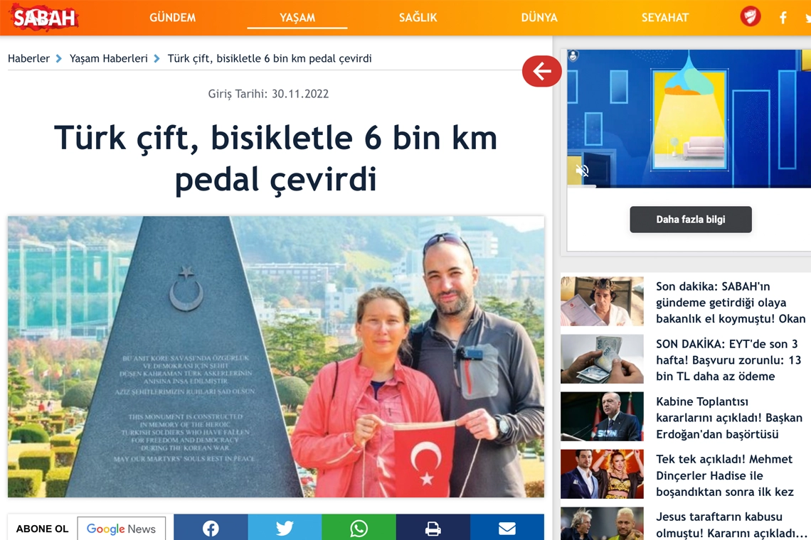 Türk çift, bisikletle 6 bin km pedal çevirdi